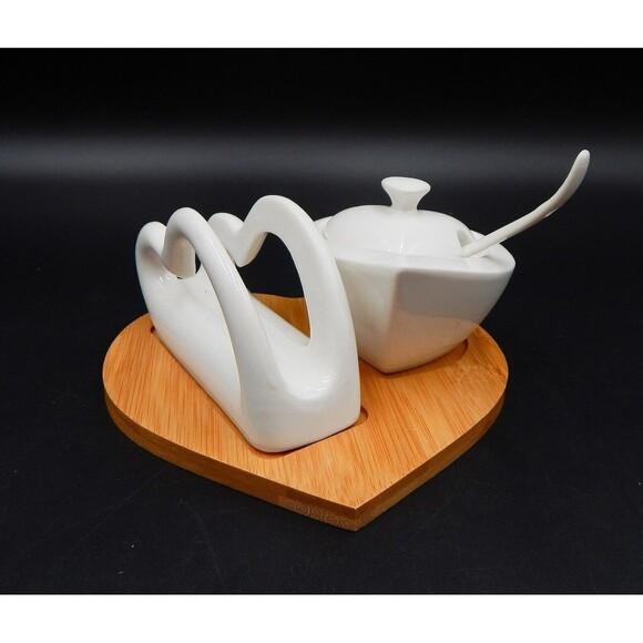 Debora Carlucci Heart Shaped Sugar Holder With Spoon And Napkin Holder With Tray - Picture 4 of 11